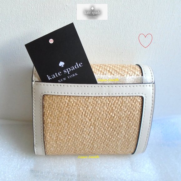 ♠️ Kate Spade ♠️ Mini Audrey Bucket Bag & Wallet in Straw & Leather - Picture 9 of 16